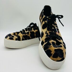 SUPERGA UNISEX PLATFORM LEOPARD PRINT SNEAKERS SIZE WOMENS 10